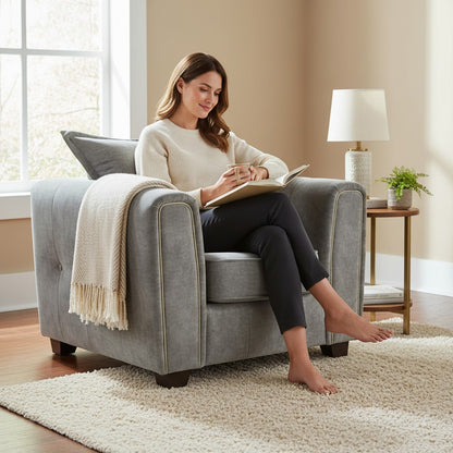 Serena Grey Fabric Armchair