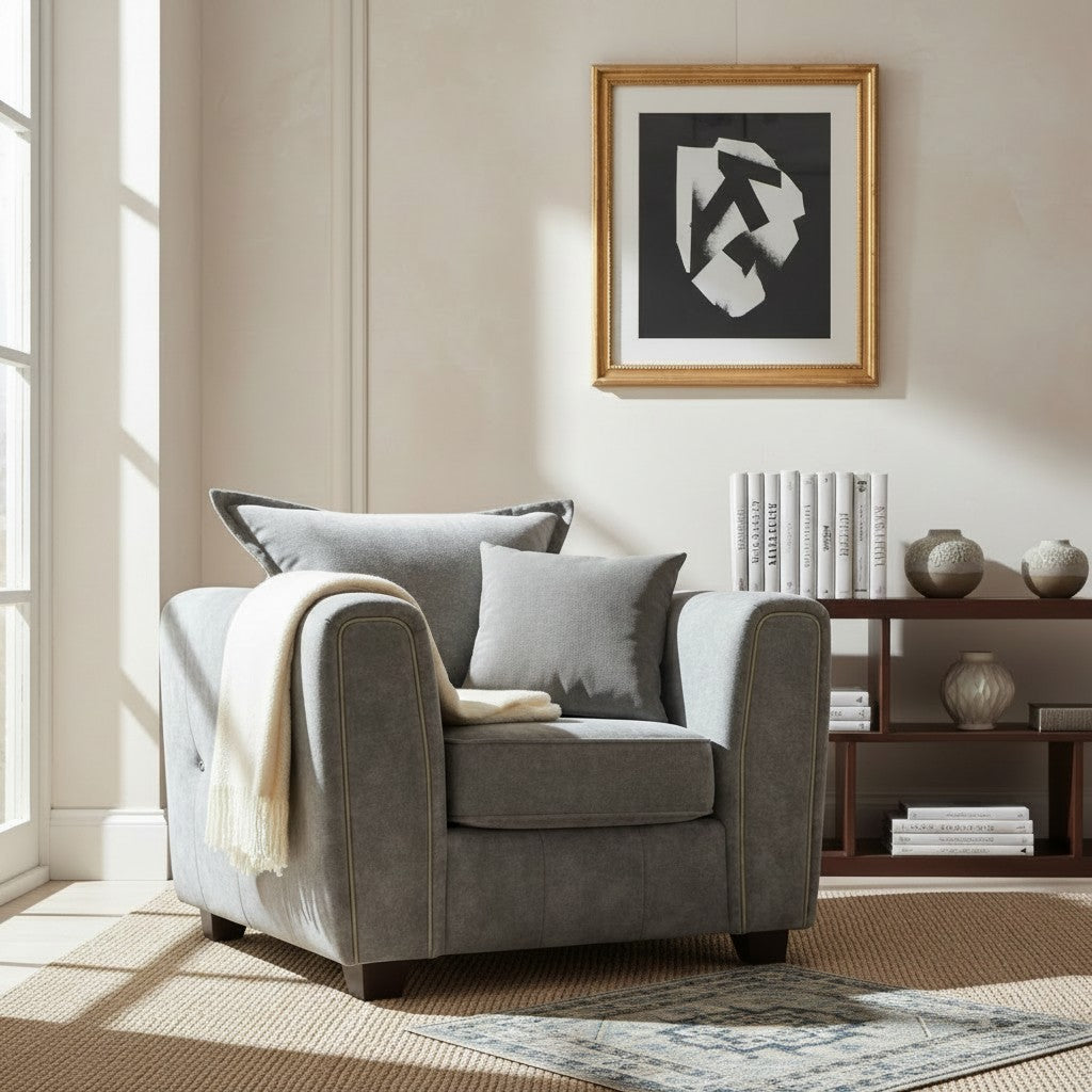 Serena Grey Fabric Armchair