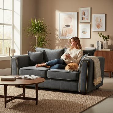 Serena Black Fabric 2 Seater Sofa