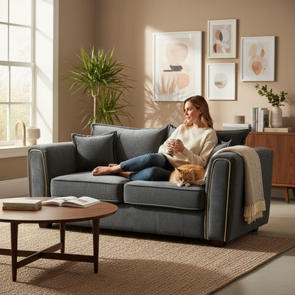 Serena Black Fabric 2 Seater Sofa