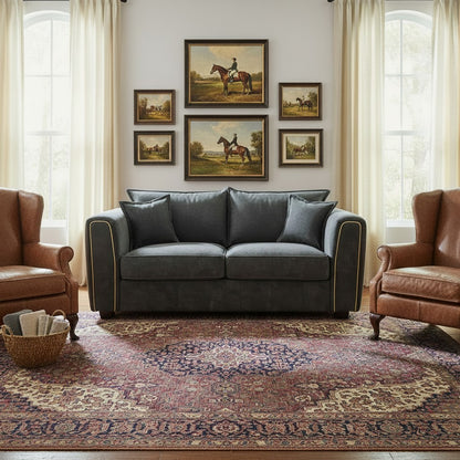 Serena Black Fabric 2 Seater Sofa