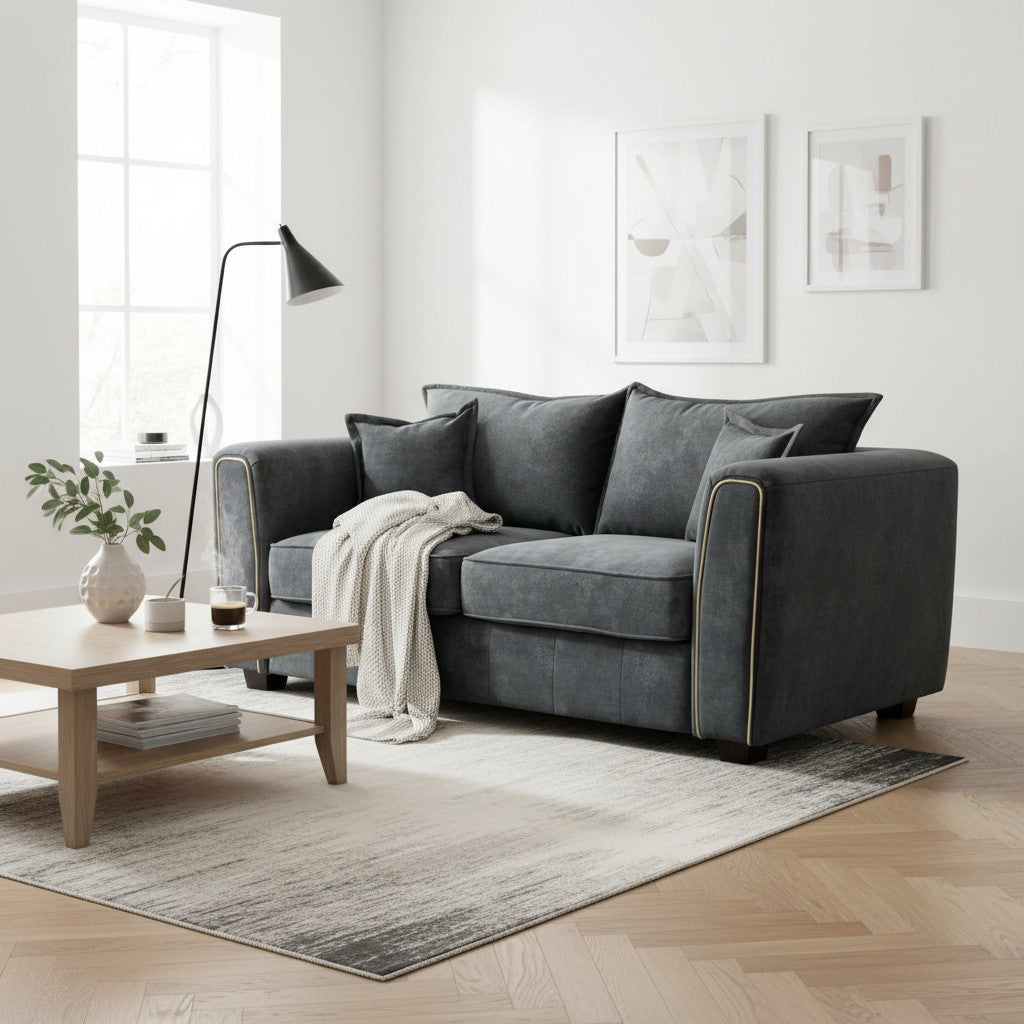 Serena Black Fabric 2 Seater Sofa