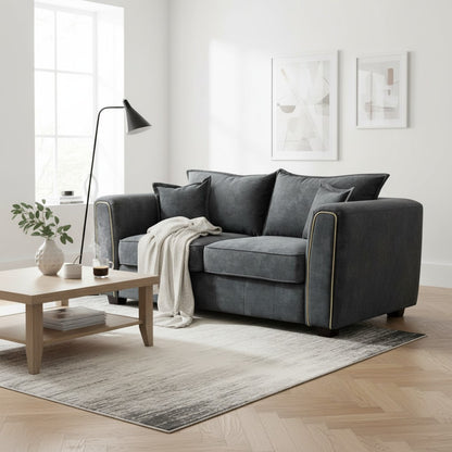 Serena Black Fabric 2 Seater Sofa