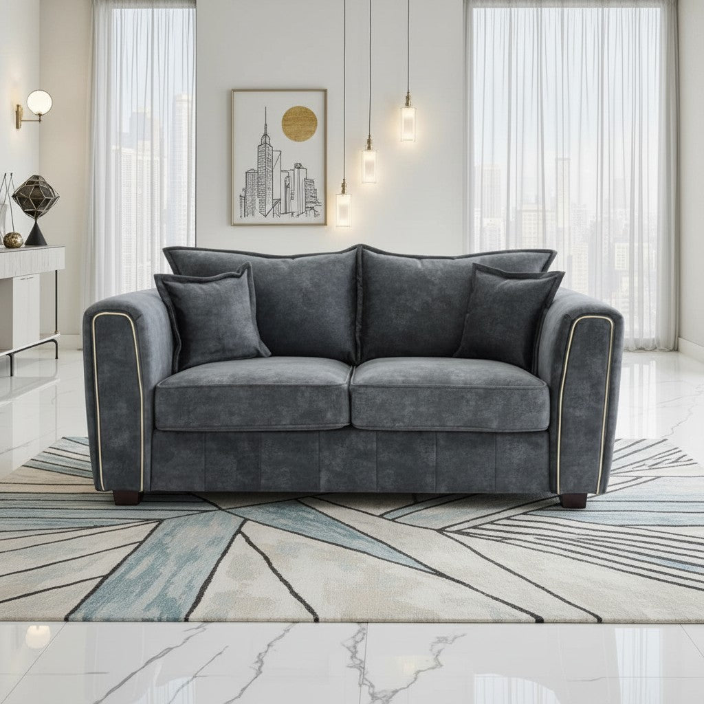 Serena Black Fabric 2 Seater Sofa