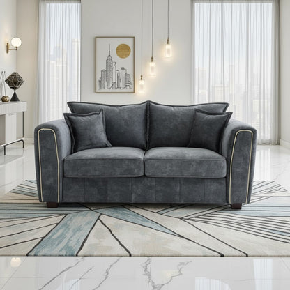 Serena Black Fabric 2 Seater Sofa