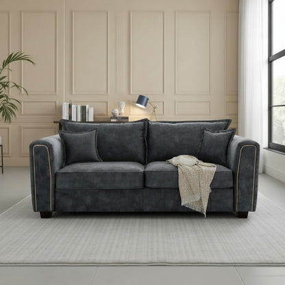 Serena Black Fabric 3 Seater Sofa