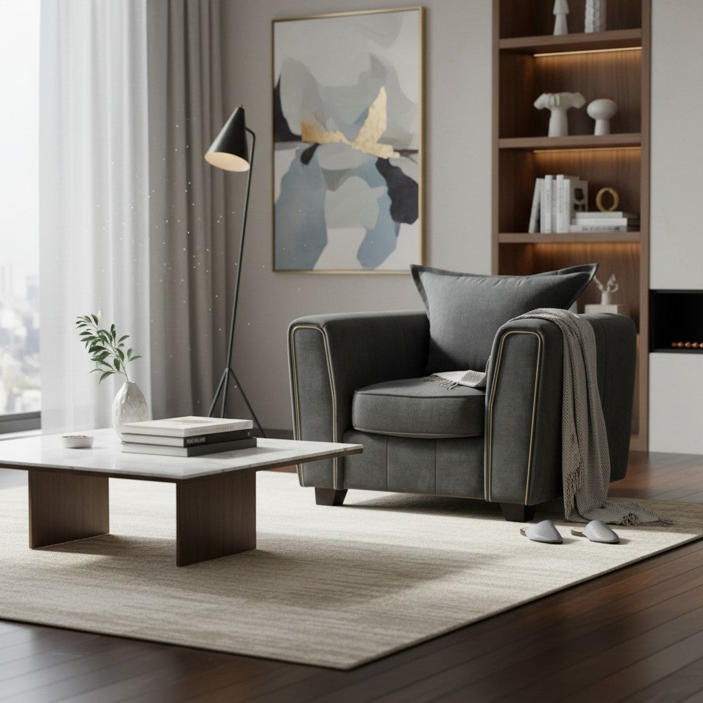 Serena Black Fabric Armchair