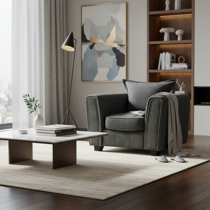 Serena Black Fabric Armchair