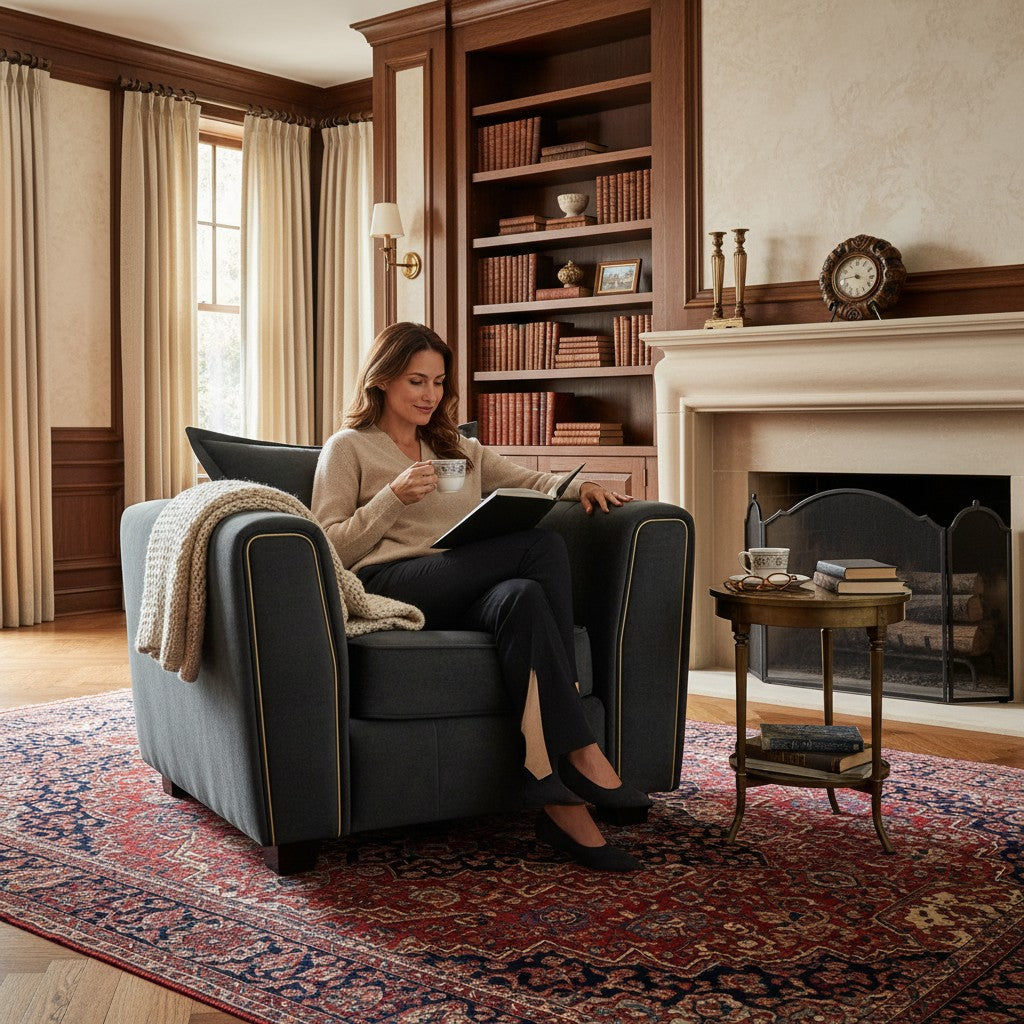 Serena Black Fabric Armchair