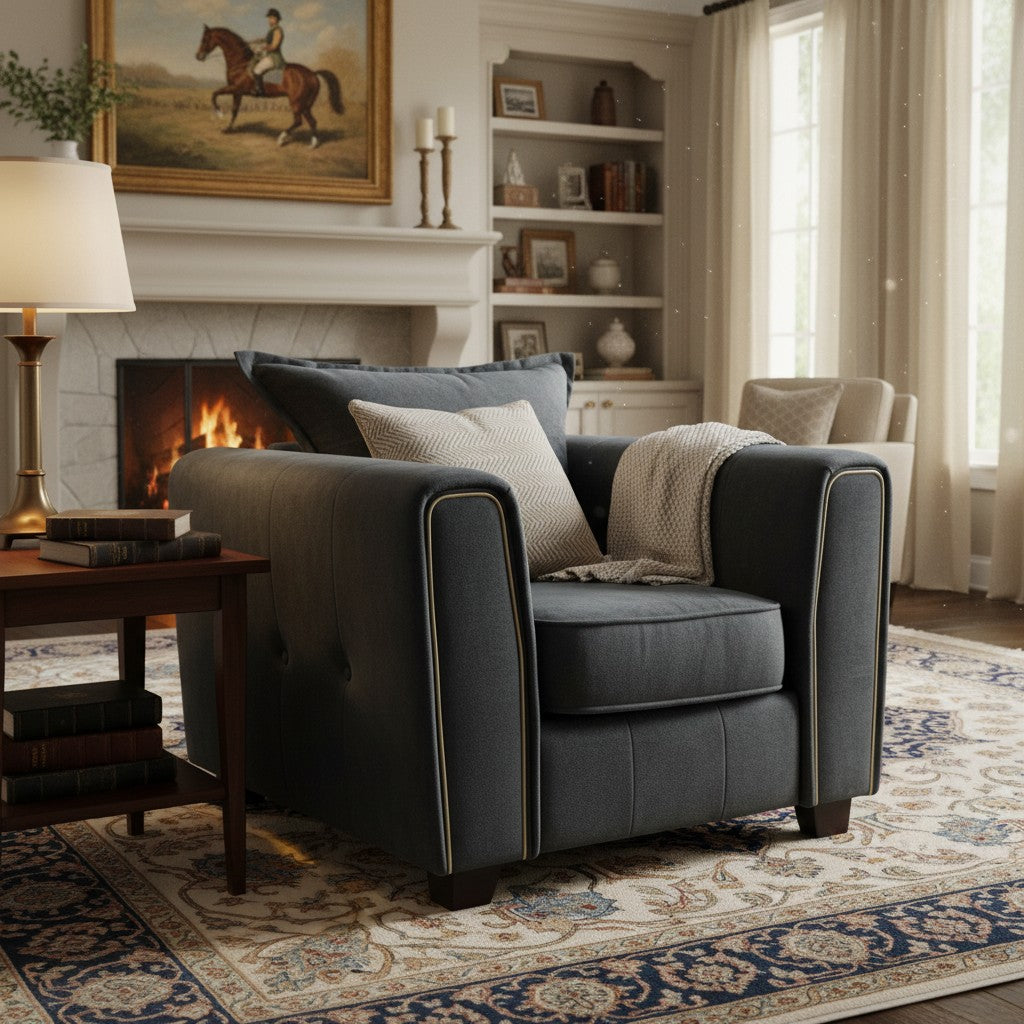 Serena Black Fabric Armchair