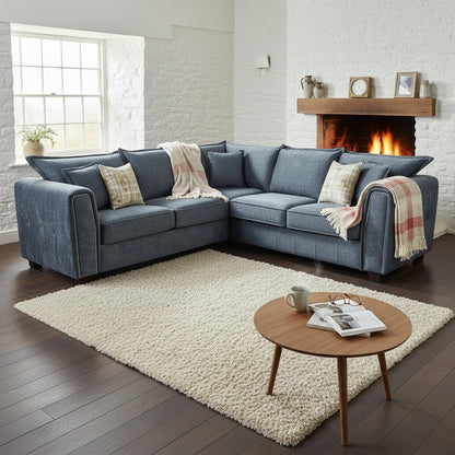 Serena Black Fabric Large Corner Sofa