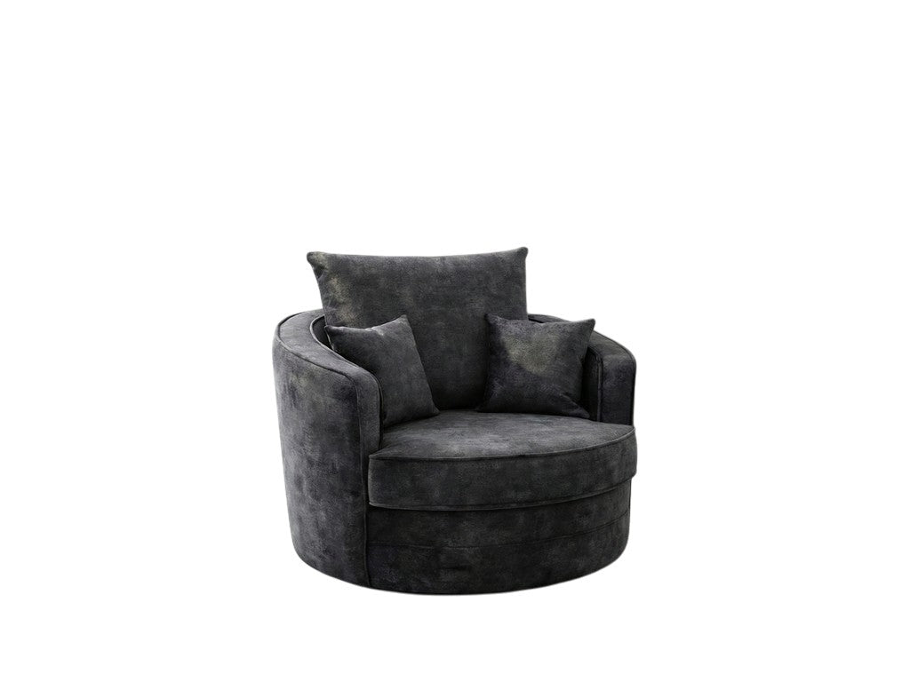 Serena Black Fabric Swivel Armchair