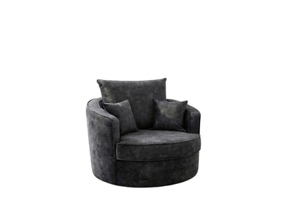 Serena Black Fabric Swivel Armchair