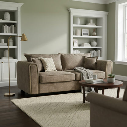 Serena Brown Fabric 3 Seater Sofa