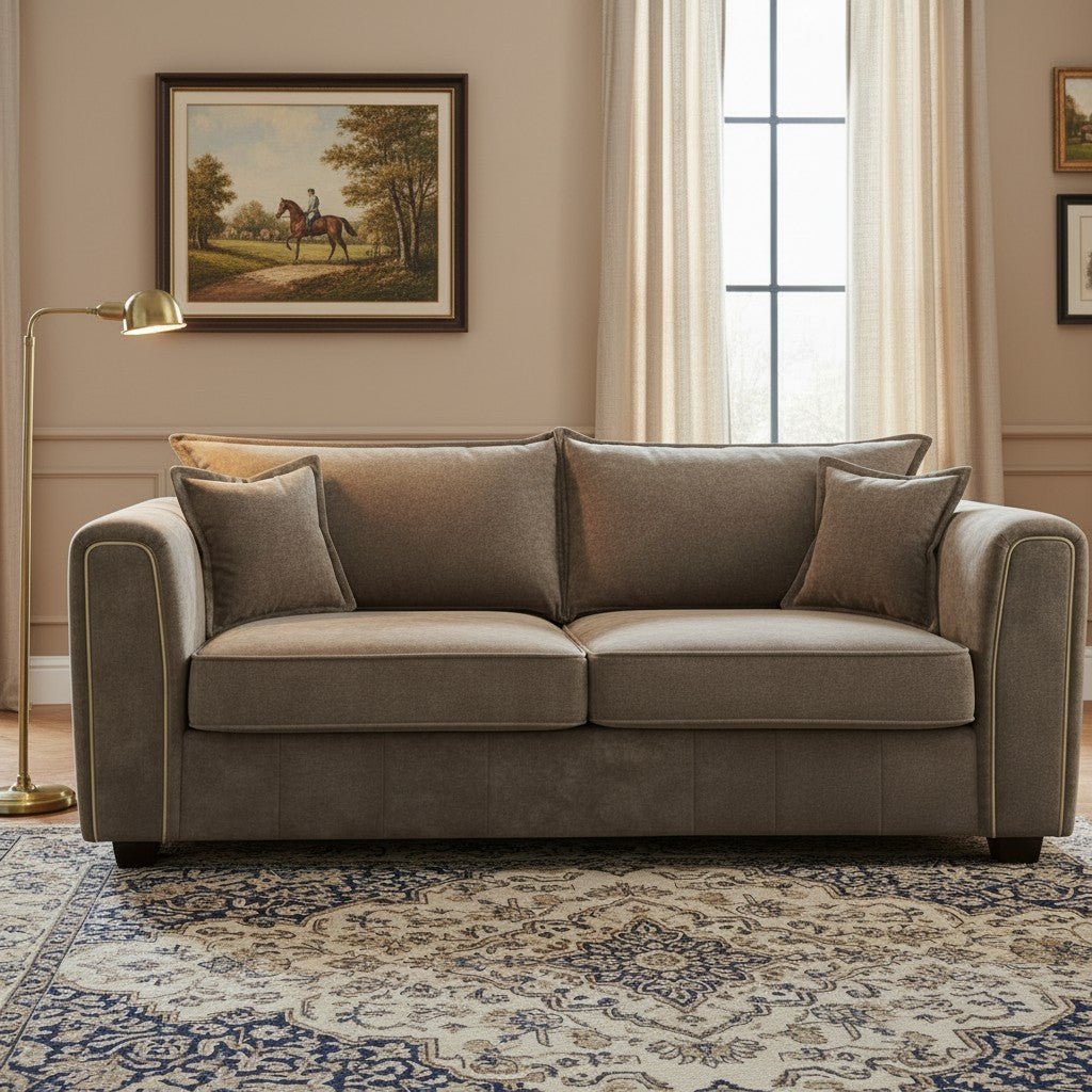 Serena Brown Fabric 3 Seater Sofa