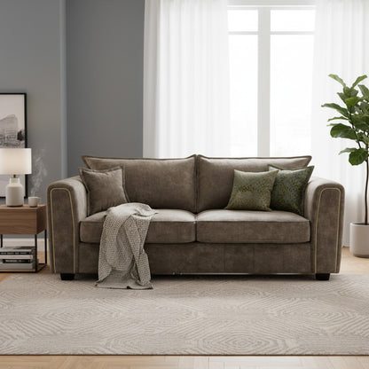 Serena Brown Fabric 3 Seater Sofa
