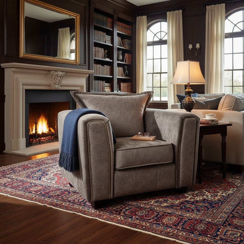 Serena Brown Fabric Armchair