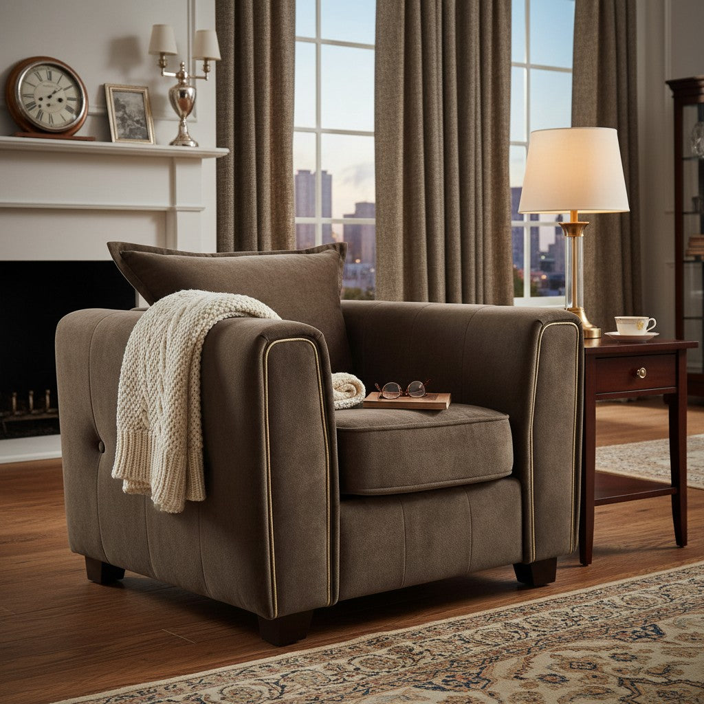 Serena Brown Fabric Armchair