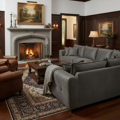 Serena Brown Fabric Large Corner Sofa