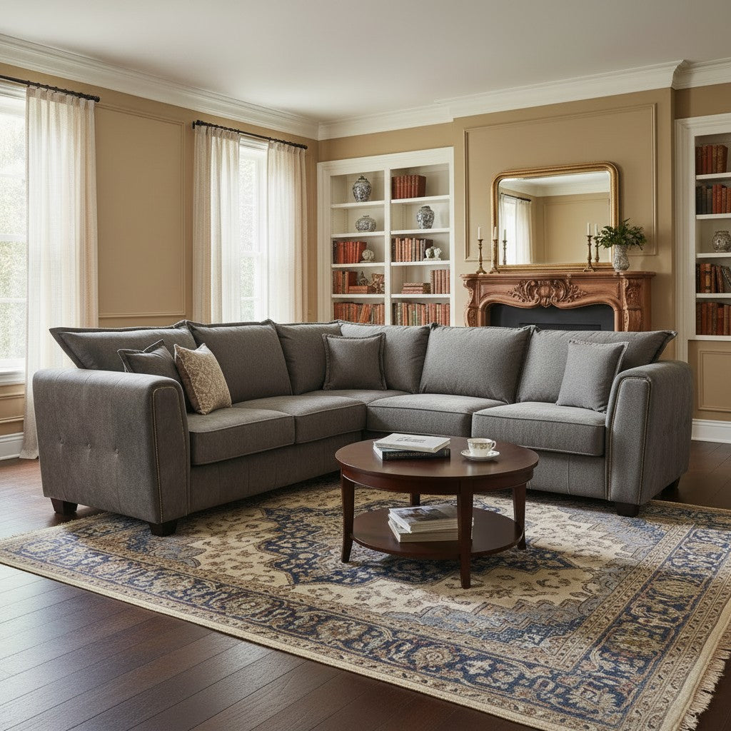 Serena Brown Fabric Large Corner Sofa