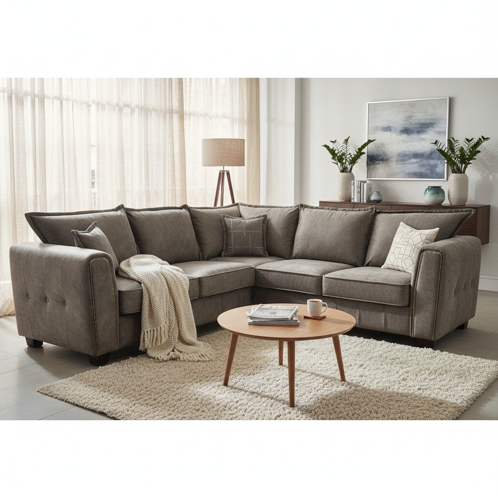 Serena Brown Fabric Large Corner Sofa