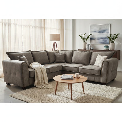 Serena Brown Fabric Large Corner Sofa