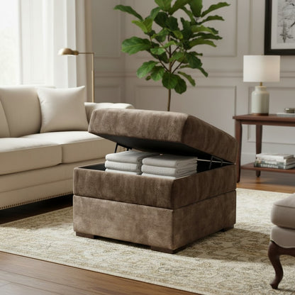 Serena Brown Fabric Storage Footstool