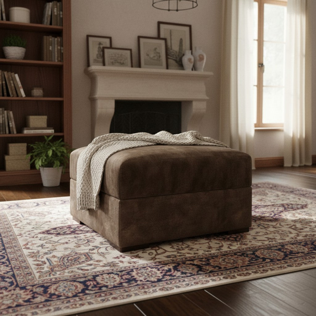 Serena Brown Fabric Storage Footstool