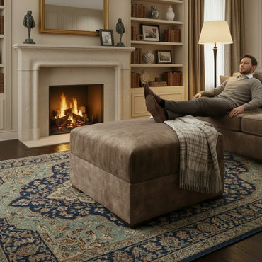 Serena Brown Fabric Storage Footstool