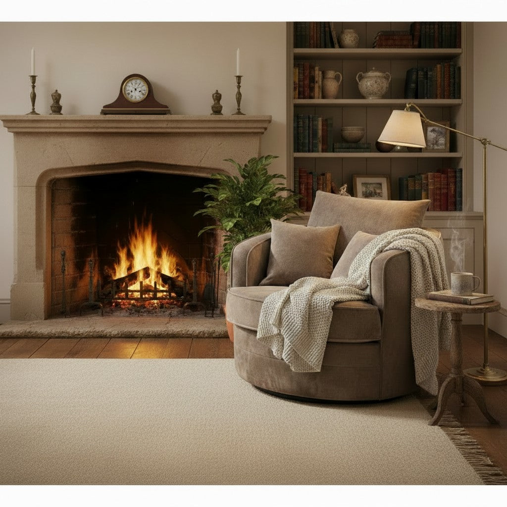 Serena Brown Fabric Swivel Armchair