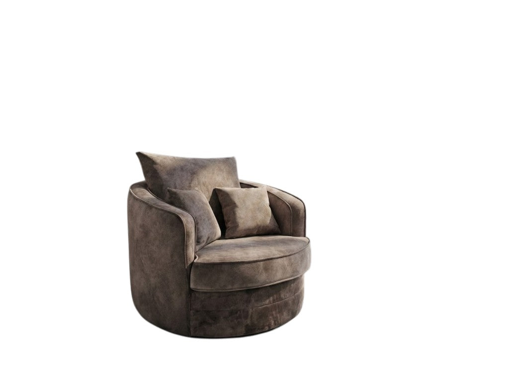 Serena Brown Fabric Swivel Armchair