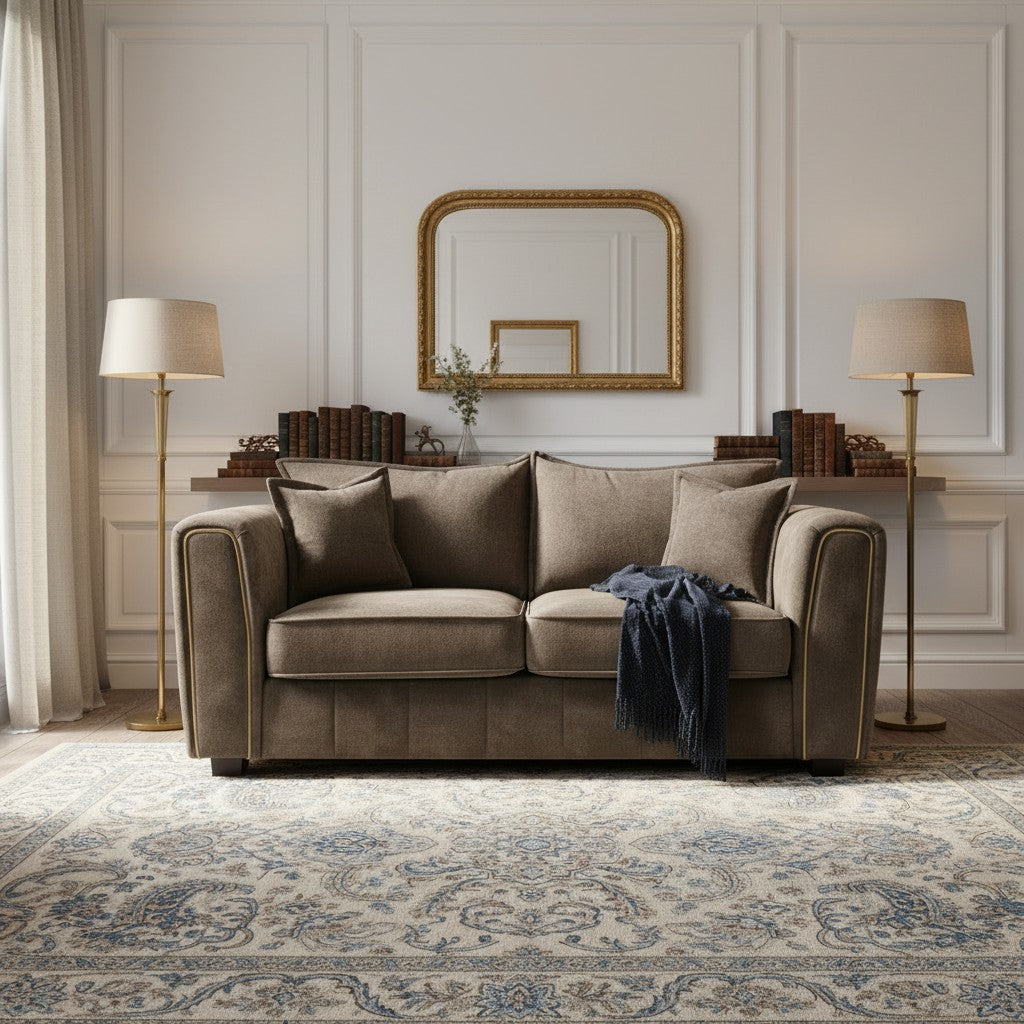 Serena Brown Fabric 2 Seater Sofa