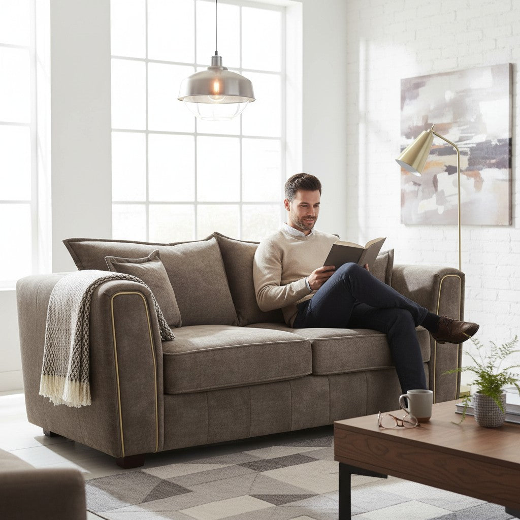 Serena Brown Fabric 2 Seater Sofa