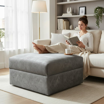 Serena Grey Fabric Storage Footstool