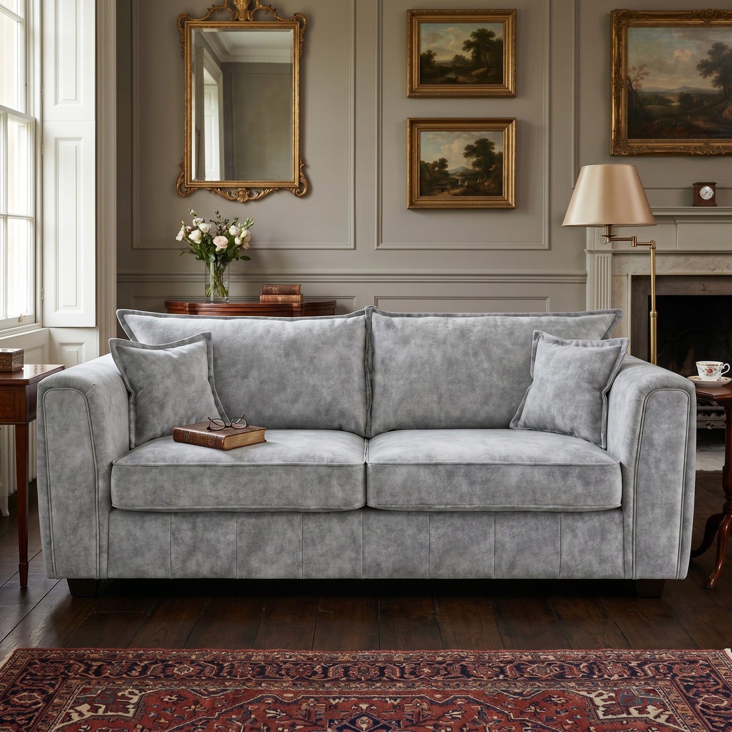 Serena Grey Fabric 3 Seater Sofa