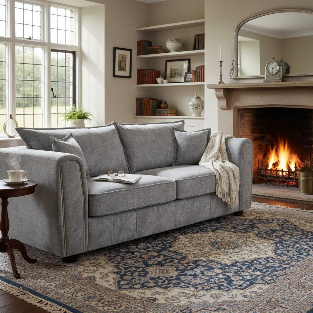 Serena Grey Fabric 3 Seater Sofa