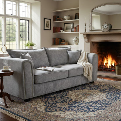 Serena Grey Fabric 3 Seater Sofa