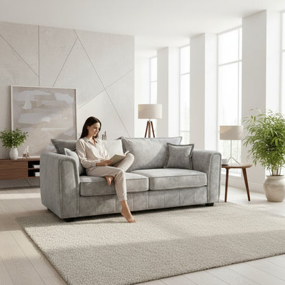 Serena Grey Fabric 3 Seater Sofa