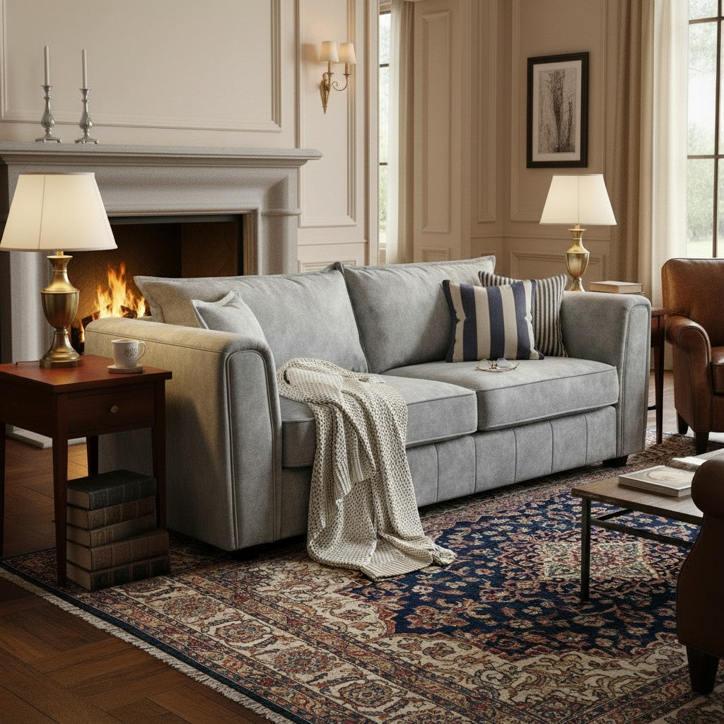 Serena Grey Fabric 3 Seater Sofa