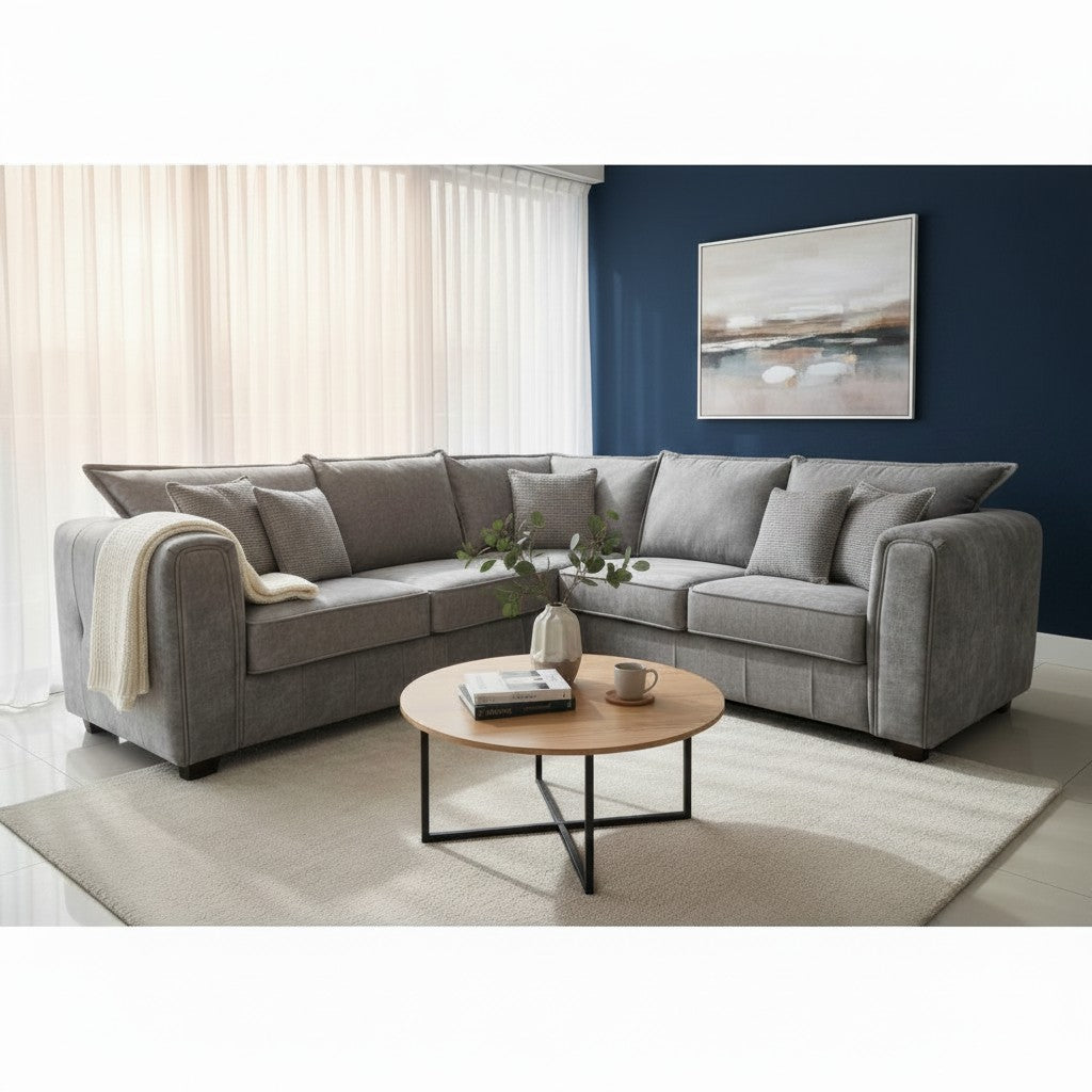 Serena Grey Fabric Large Corner Sofa