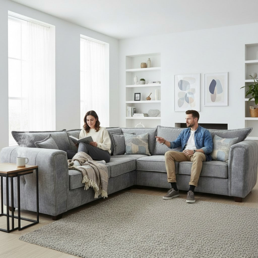 Serena Grey Fabric Large Corner Sofa