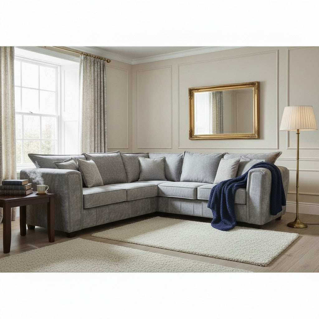 Serena Grey Fabric Large Corner Sofa
