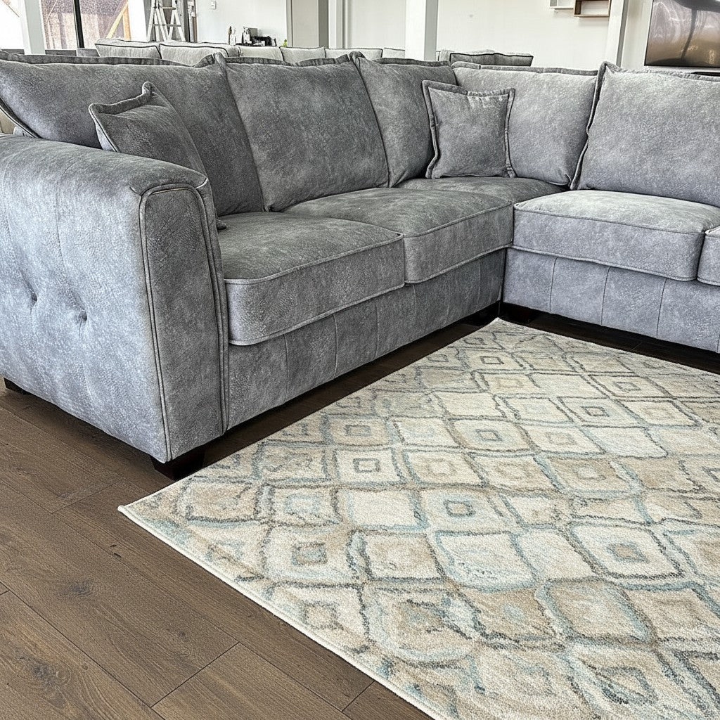 Serena Grey Fabric Large Corner Sofa