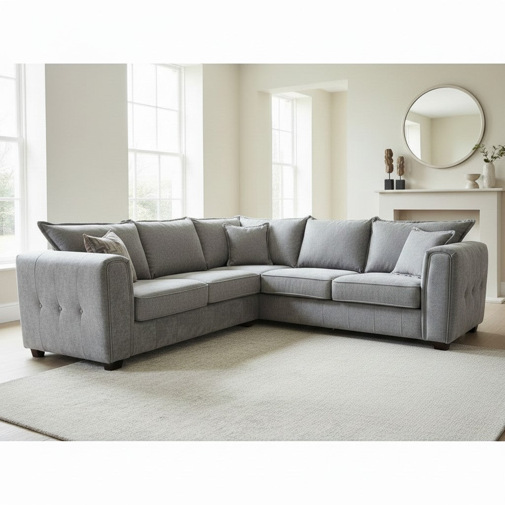Serena Grey Fabric Large Corner Sofa