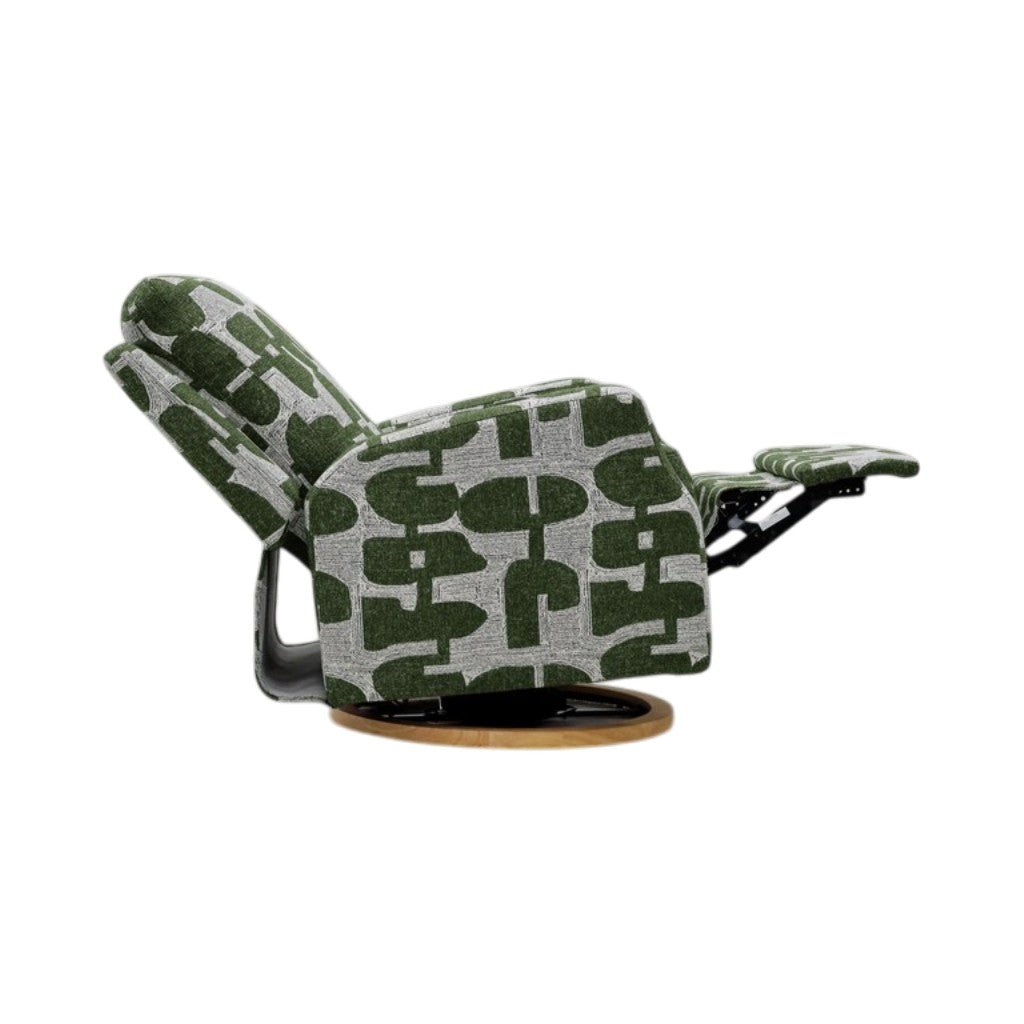 Seville Electric Reclining Green Fabric Armchair