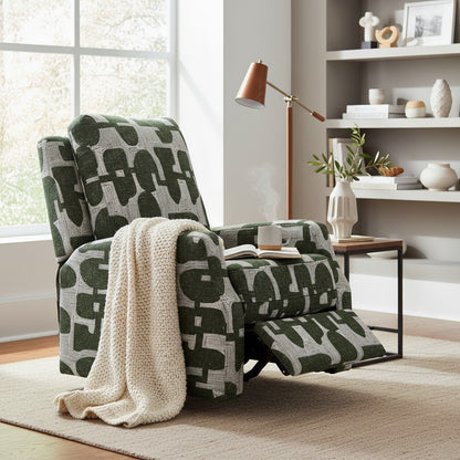 Seville Electric Reclining Green Fabric Armchair