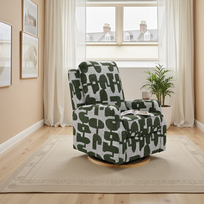 Seville Electric Reclining Green Fabric Armchair