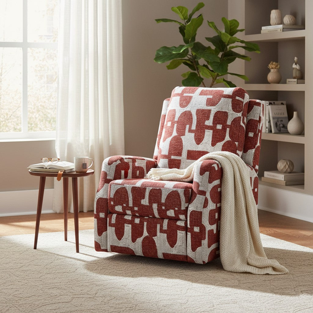 Seville Electric Reclining Red Fabric Armchair