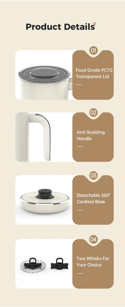 Automatic Milk Frother - Electric Foamer Hot Cold Cappuccino Maker Chocolate Mixer Warmer