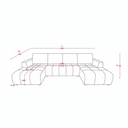 Shanghai Luxury Sofabed Grey Fabric U Shape Corner Sofa